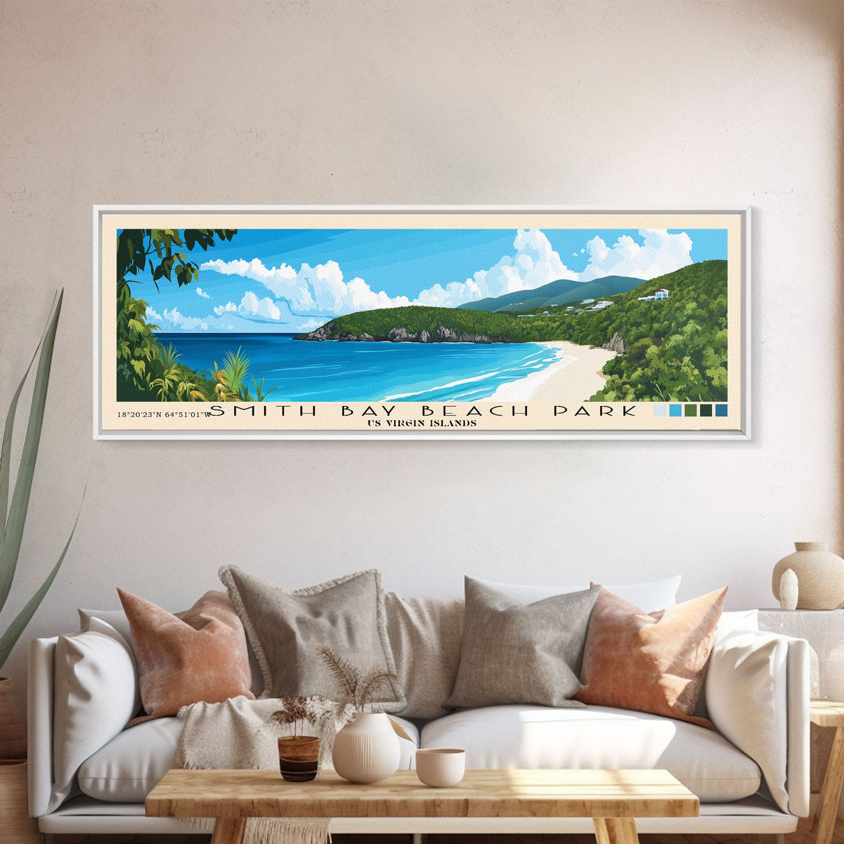 Smith Bay Beach Park, US Virgin islands Panoramic Print, Vacation Gift, US Virgin islands Wall Art, Vacation Wall Art, Vacatation Memories, Beach Decor, Beach Or Lakehouse Art