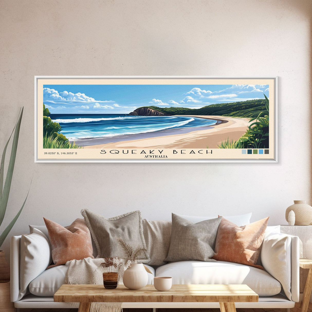 Squeaky Beach, Australia Panoramic Print, Vacation Gift, Australia Wall Art, Beach Painting, Beach Decor, Beach Or Lakehouse Art