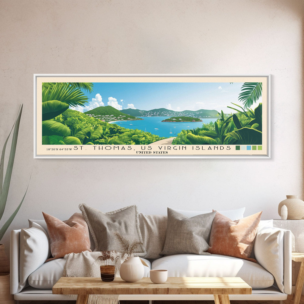 St. Thomas, US Virgin Islands, United States Panoramic Print, Vacation Gift, United States Wall Art, Beach Painting, Beach Decor, Beach Or Lakehouse Art