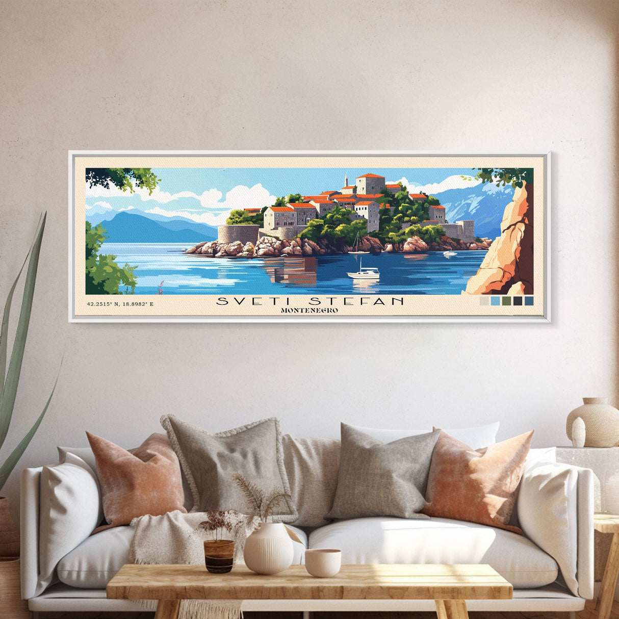 Sveti Stefan, Montenegro Panoramic Print, Vacation Gift, Montenegro Wall Art, Vacation Wall Art, Vacatation Memories, Beach Decor, Beach Or Lakehouse Art