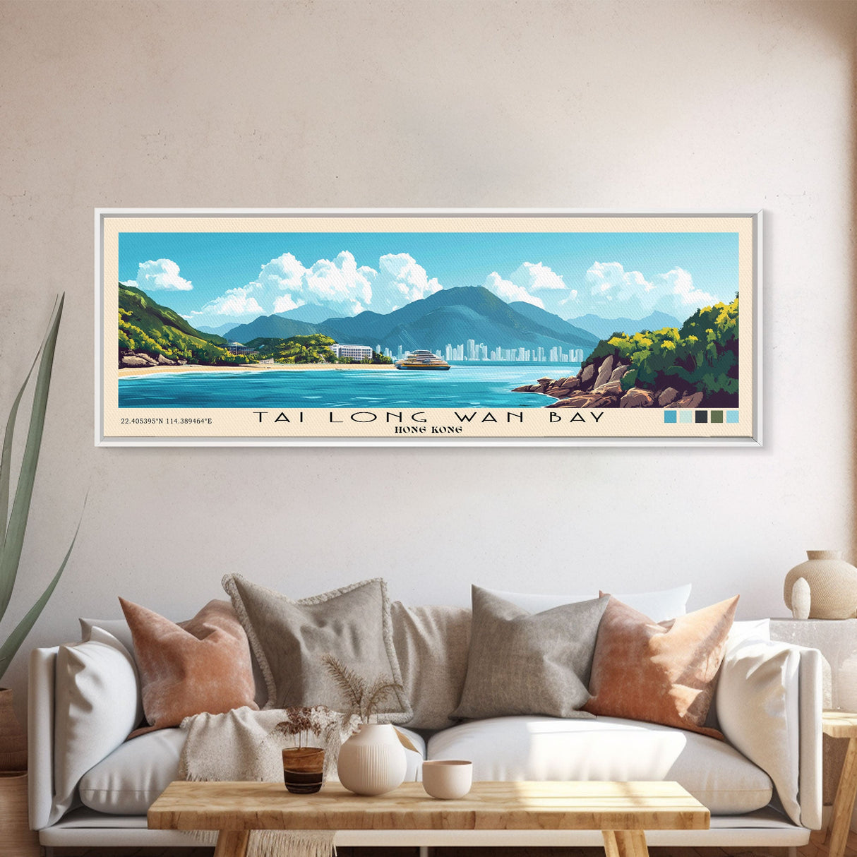 Tai Long Wan Bay, Hong Kong Panoramic Print, Vacation Gift, Hong Kong Wall Art, Beach Painting, Beach Decor, Beach Or Lakehouse Art