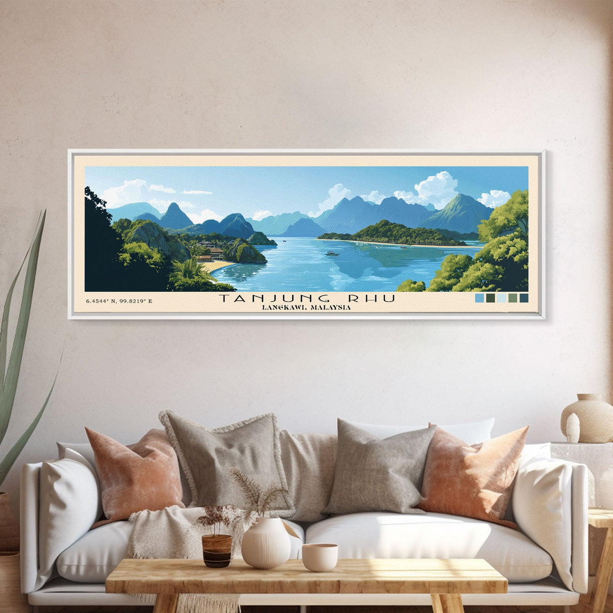 Tanjung Rhu, Langkawi, Malaysia Panoramic Print, Vacation Gift, Langkawi, Malaysia Wall Art, Beach Painting, Beach Decor, Large Wall Art, Wood Frame Art