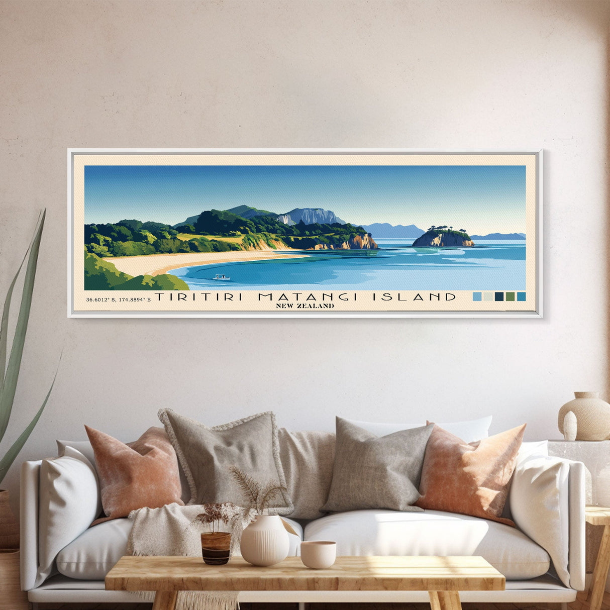 Tiritiri Matangi Island, New Zealand Panoramic Print, Vacation Gift, New Zealand Wall Art, Beach Painting, Beach Decor, Beach Or Lakehouse Art