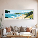 Wainui Beach, New Zealand Panoramic Beach Print, Vacation Gift, New Zealand Wall Art, Framed Canvas Print, Framed Beach Painting