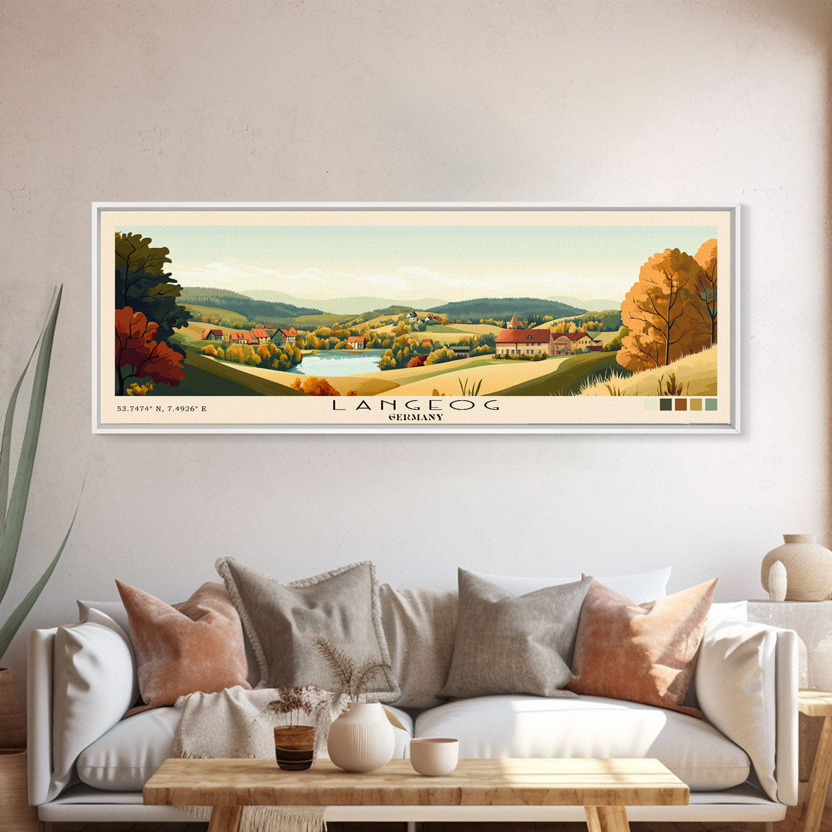 langeog, Germany Panoramic Beach Print, Vacation Gift, Germany Wall Art, Framed Canvas Print, Framed Beach Painting