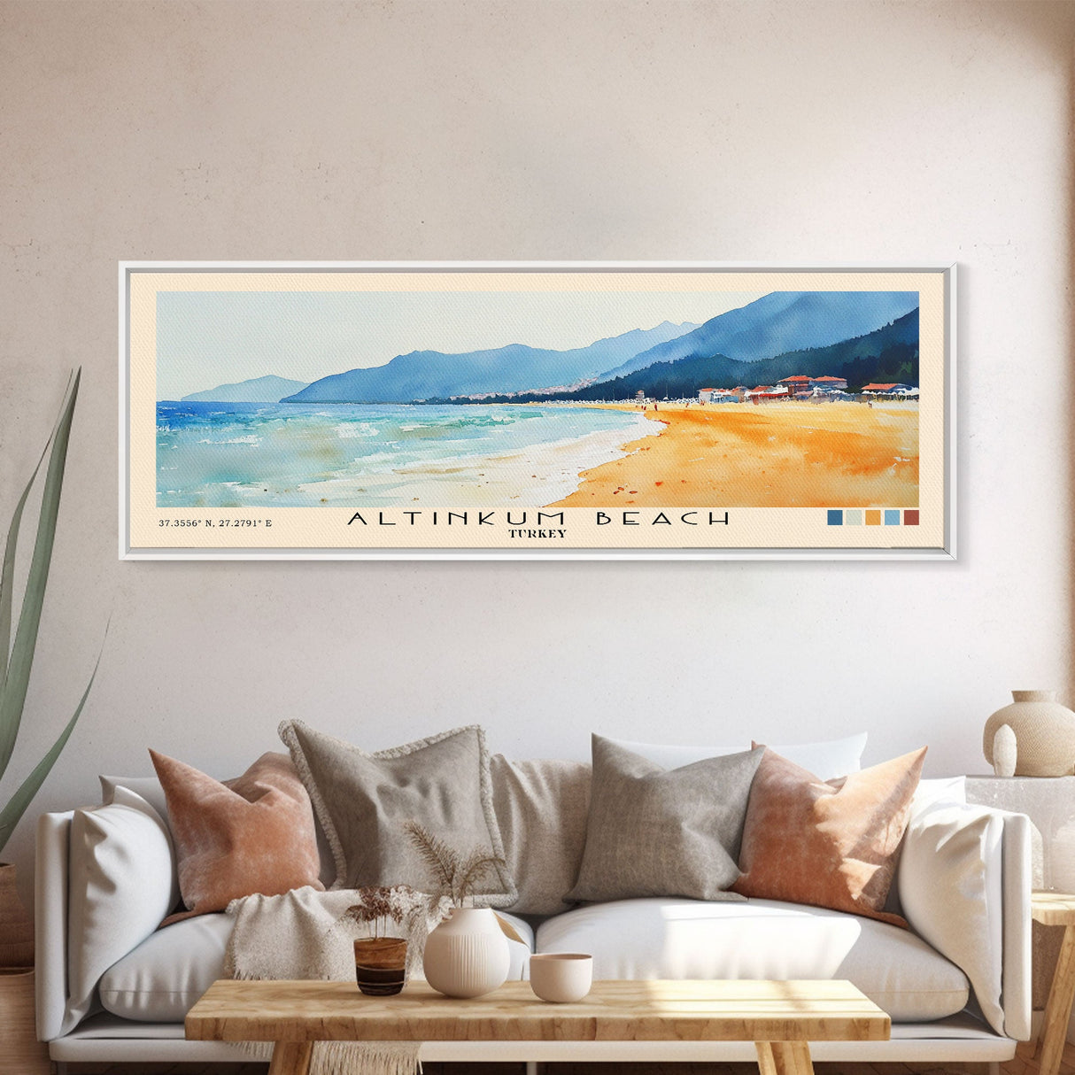 Altinkum Beach, Turkey Watercolor Beach Print, Vacation Gift, Turkey Wall Art, Beach Painting, Beach Decor, Beach Painting