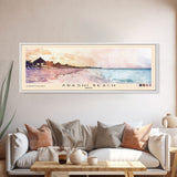 Arashi Beach, Aruba Watercolor Beach Print, Vacation Gift, Aruba Wall Art, Framed Canvas Print, Framed Beach Painting