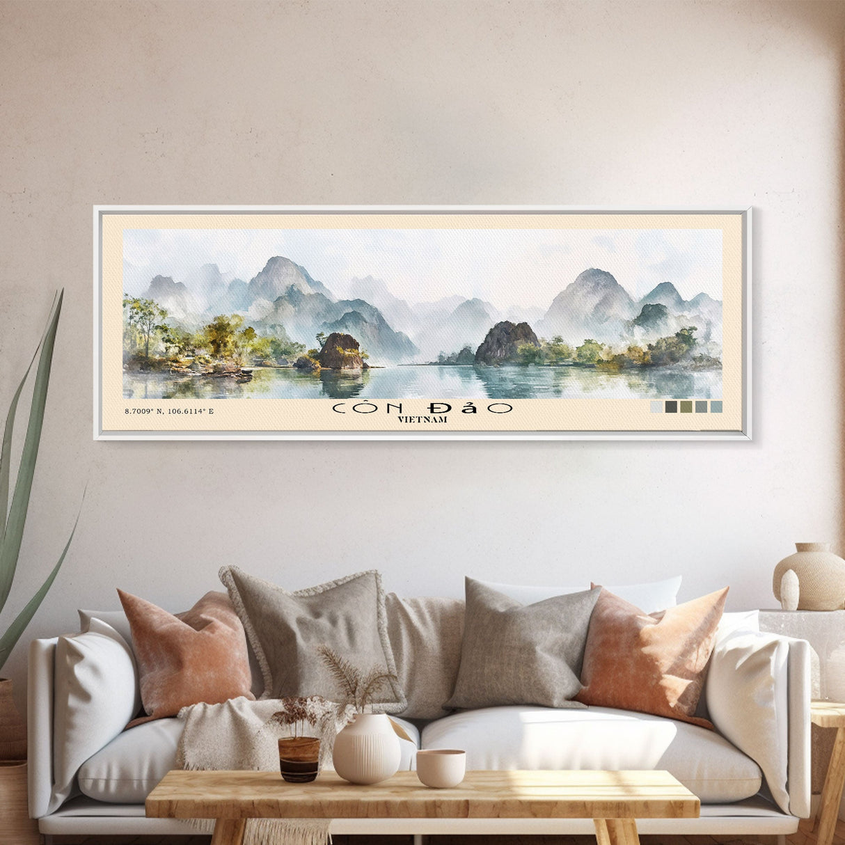 Côn Đảo, Vietnam Watercolor Beach Print, Vacation Gift, Vietnam Wall Art, Framed Canvas Print, Framed Beach Painting