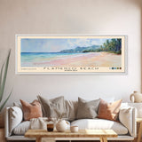 Flamenco Beach, Puerto Rico Watercolor Beach Print, Vacation Gift, Puerto Rico Wall Art, Framed Canvas Print, Framed Beach Painting