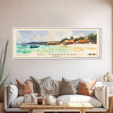 Gili Trawangan, Indonesia Watercolor Beach Print, Vacation Gift, Indonesia Wall Art, Framed Canvas Print, Framed Beach Painting