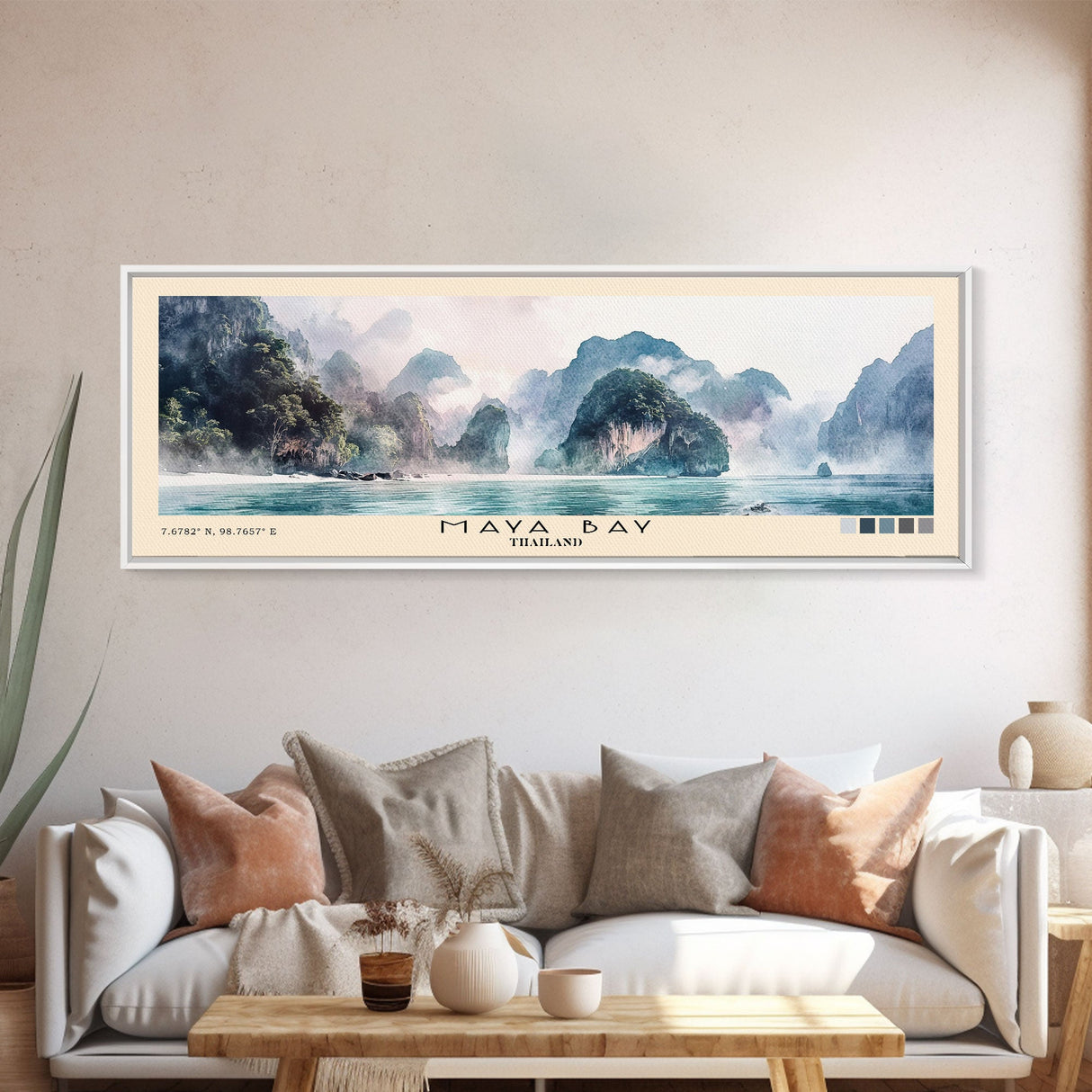 Maya Bay, Thailand Watercolor Beach Print, Vacation Gift, Thailand Wall Art, Beach Painting, Beach Decor, Beach Painting