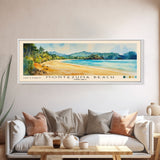 Montezuma Beach, Costa Rica Watercolor Beach Print, Vacation Gift, Costa Rica Wall Art, Framed Canvas Print, Framed Beach Painting