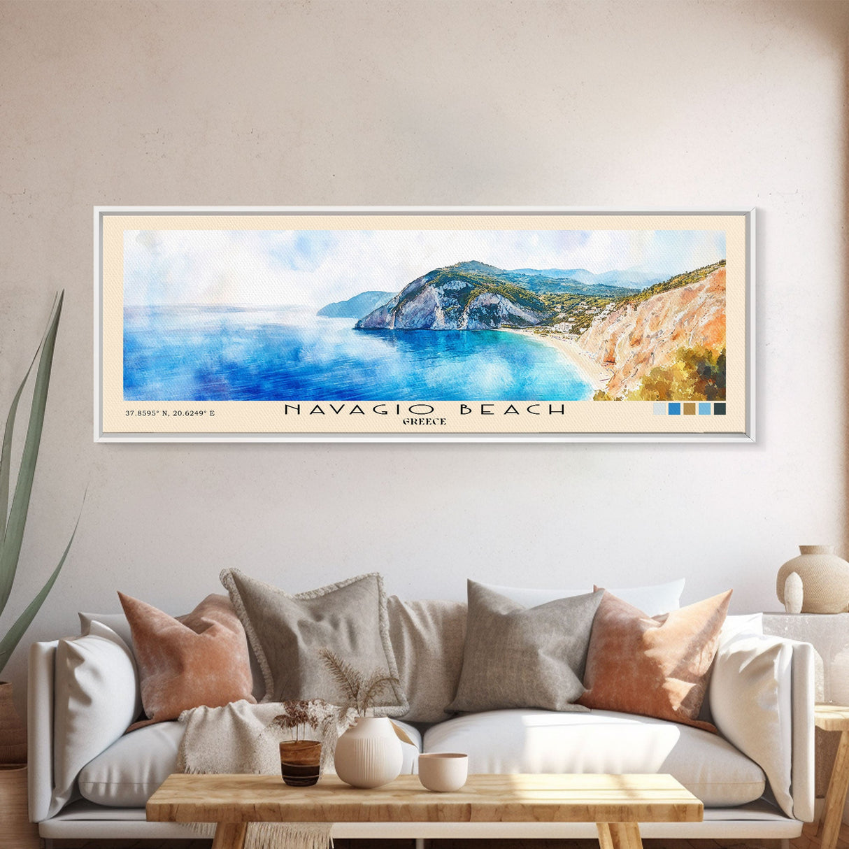 Navagio Beach, Greece Watercolor Beach Print, Vacation Gift, Greece Wall Art, Beach Painting, Beach Decor, Beach Painting