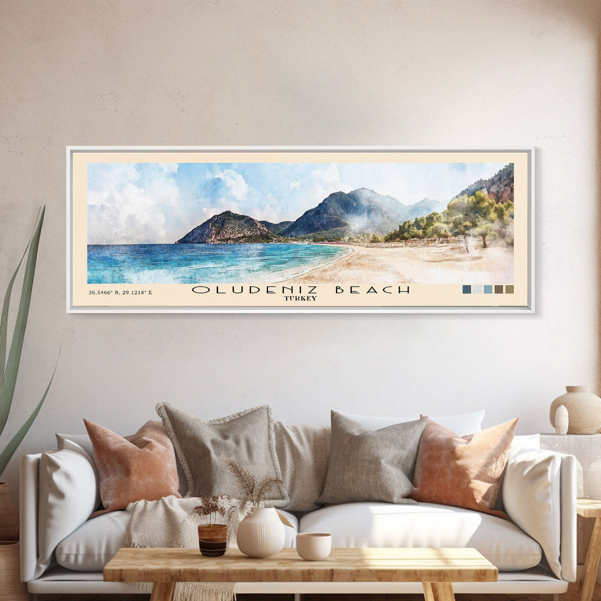 Oludeniz Beach, Turkey Watercolor Beach Print, Vacation Gift, Turkey Wall Art, Beach Painting, Beach Decor, Beach Painting