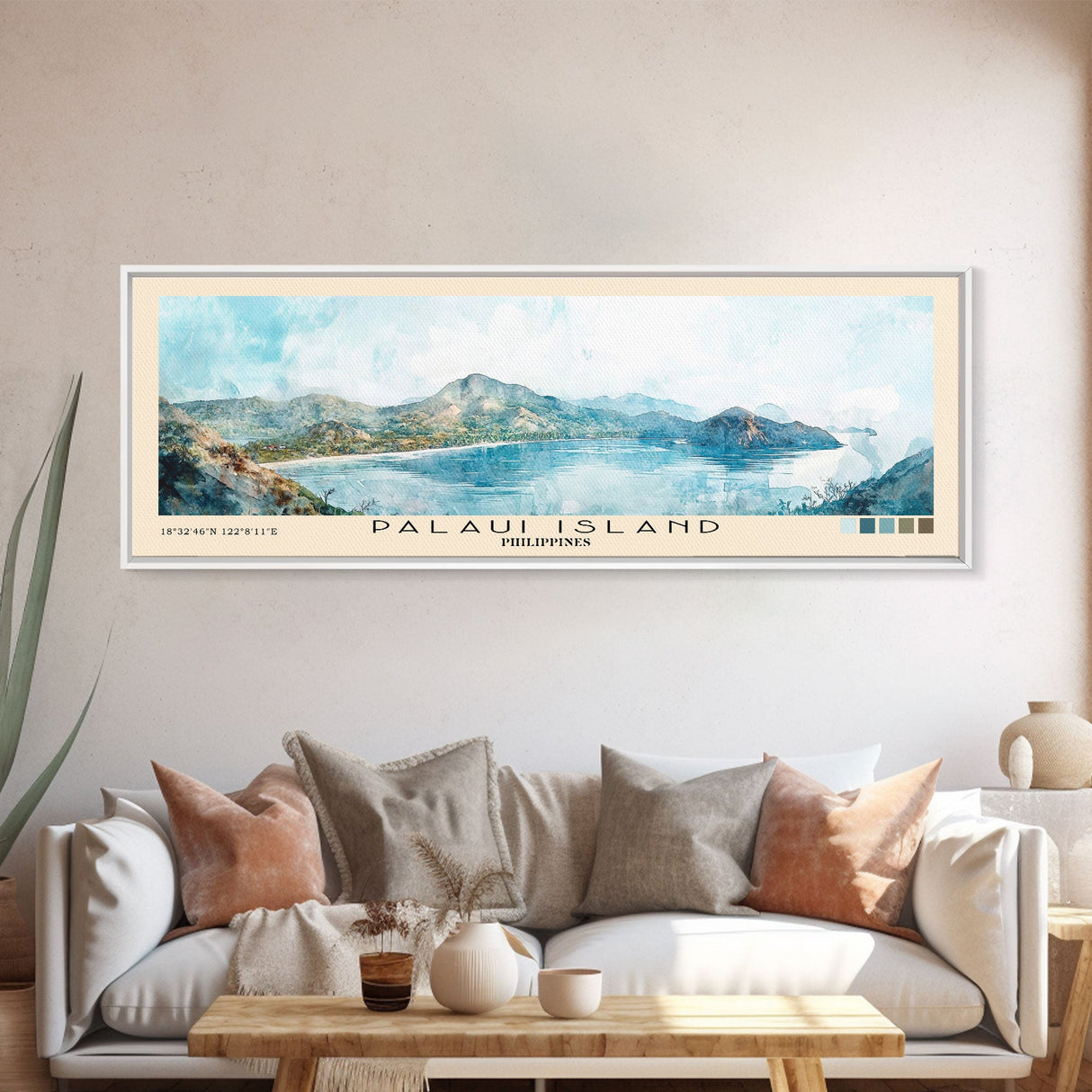 Palaui Island, Philippines Watercolor Print, Vacation Gift, Philippines Wall Art, Beach Painting, Beach Decor, Large Wall Art, Wood Frame Art