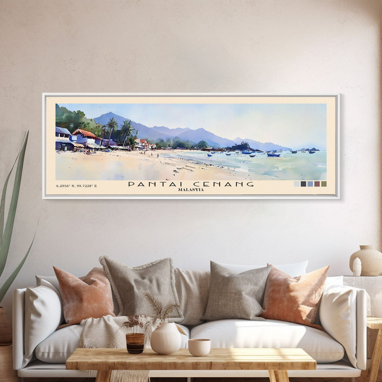 Pantai Cenang, Malasyia Watercolor Beach Print, Vacation Gift, Malasyia Wall Art, Beach Painting, Beach Decor, Beach Painting