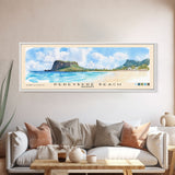 Pereybere Beach, Mauritius Watercolor Beach Print, Vacation Gift, Mauritius Wall Art, Framed Canvas Print, Framed Beach Painting