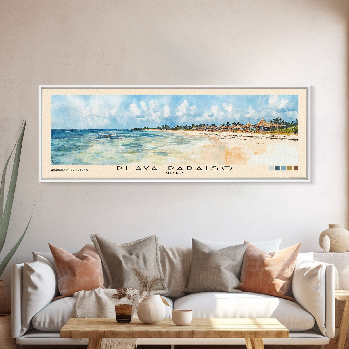 Playa Paraiso, Mexico Watercolor Beach Print, Vacation Gift, Mexico Wall Art, Beach Painting, Beach Decor, Beach Painting