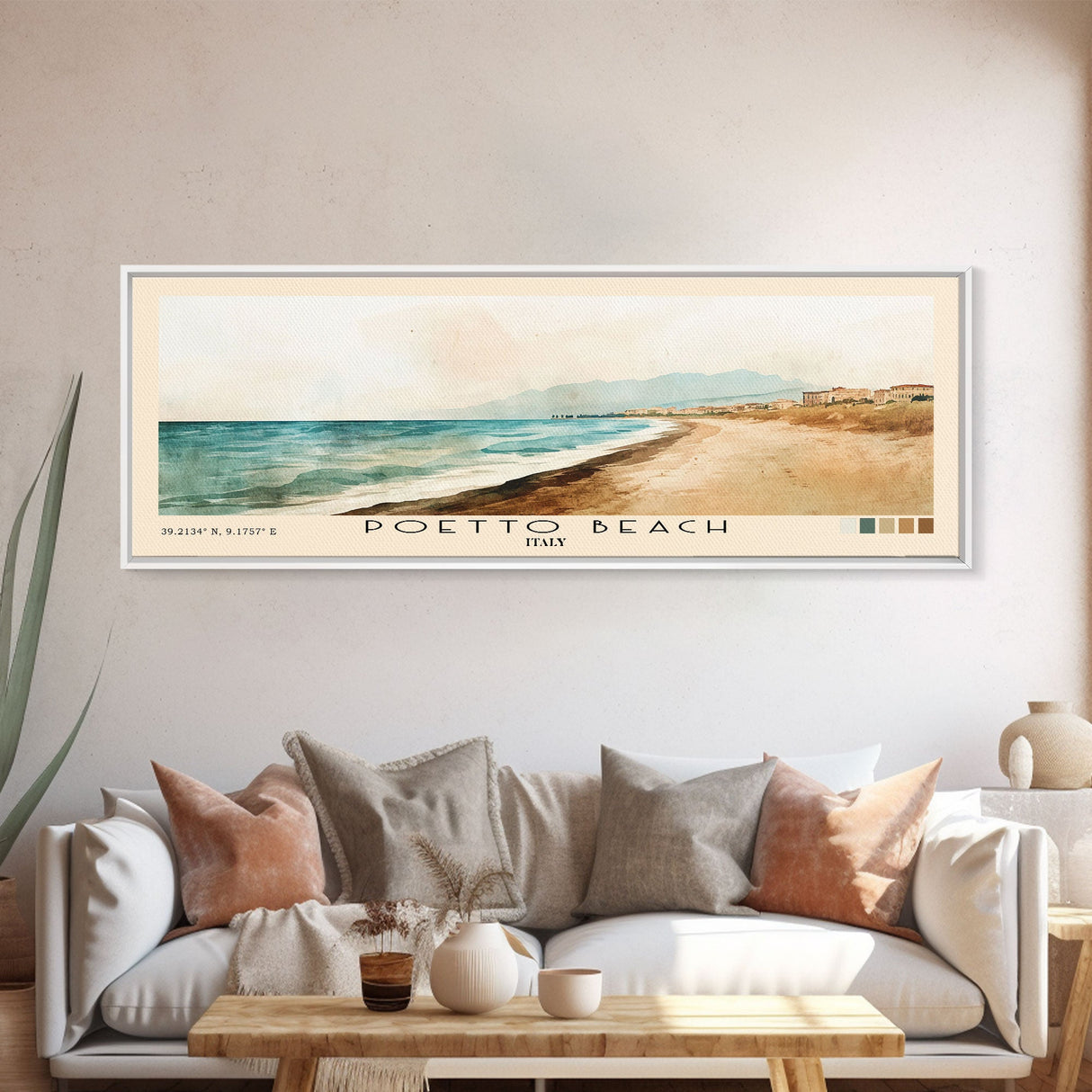 Poetto Beach, Italy Watercolor Beach Print, Vacation Gift, Italy Wall Art, Beach Painting, Beach Decor, Beach Painting