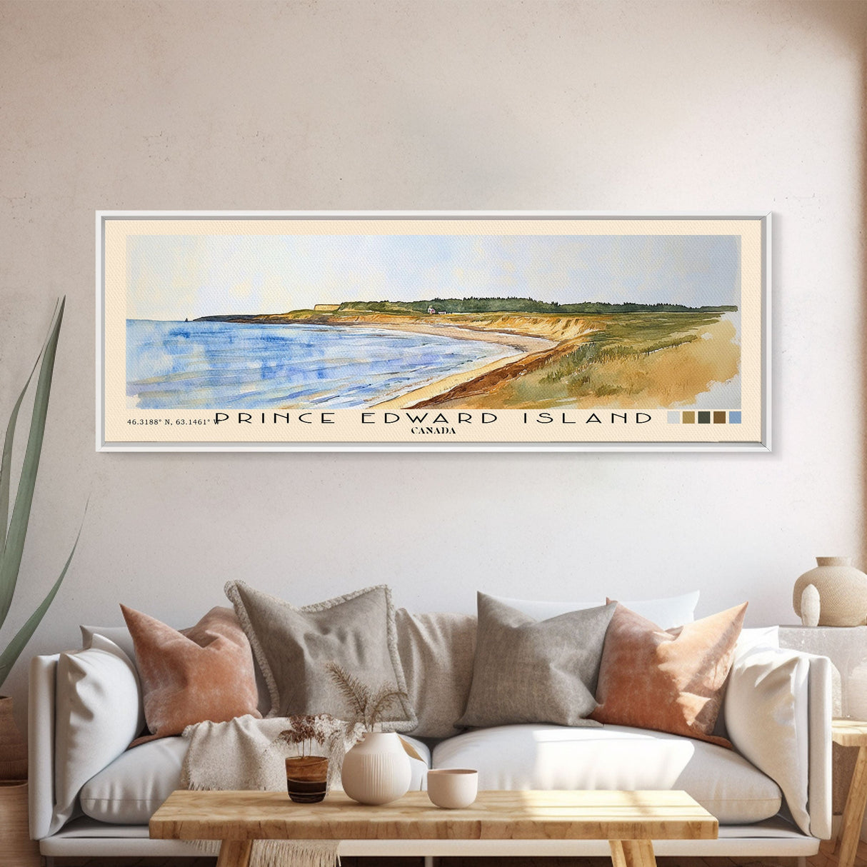 Prince Edward Island, Canada Watercolor Print, Vacation Gift, Canada Wall Art, Beach Painting, Beach Decor, Large Wall Art, Wood Frame Art