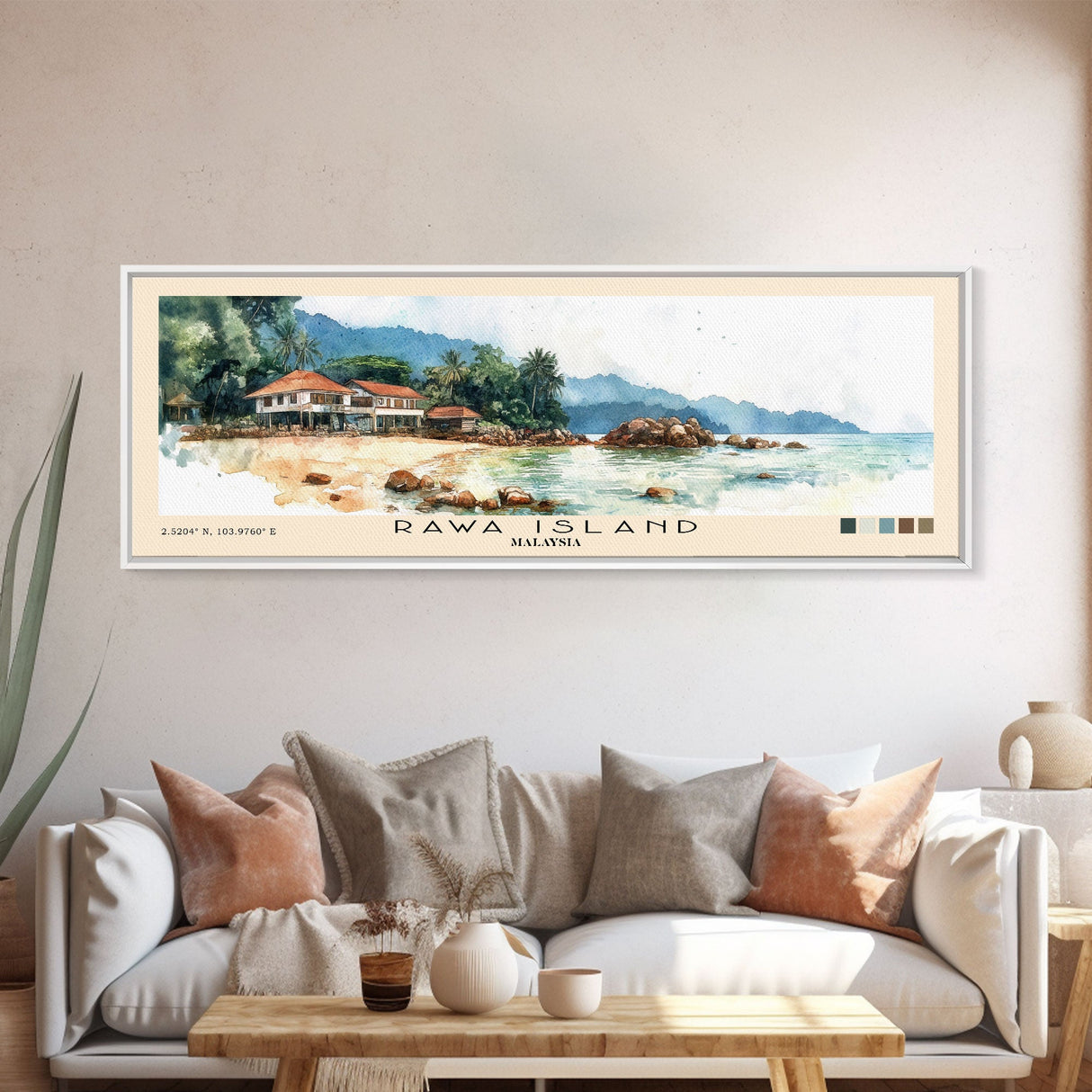 Rawa Island, Malaysia Watercolor Beach Print, Vacation Gift, Malaysia Wall Art, Beach Painting, Beach Decor, Beach Painting