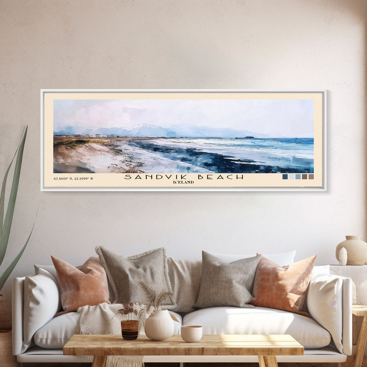 Sandvik Beach, Iceland Watercolor Beach Print, Vacation Gift, Iceland Wall Art, Beach Painting, Beach Decor, Beach Painting