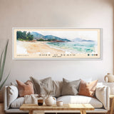 Shek O Beach, Hong Kong Watercolor Print, Vacation Gift, Hong Kong Wall Art, Beach Painting, Beach Decor, Large Wall Art, Wood Frame Art