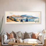 Siros, Greece Watercolor Print, Vacation Gift, Greece Wall Art, Beach Painting, Beach Decor, Large Wall Art, Wood Frame Art