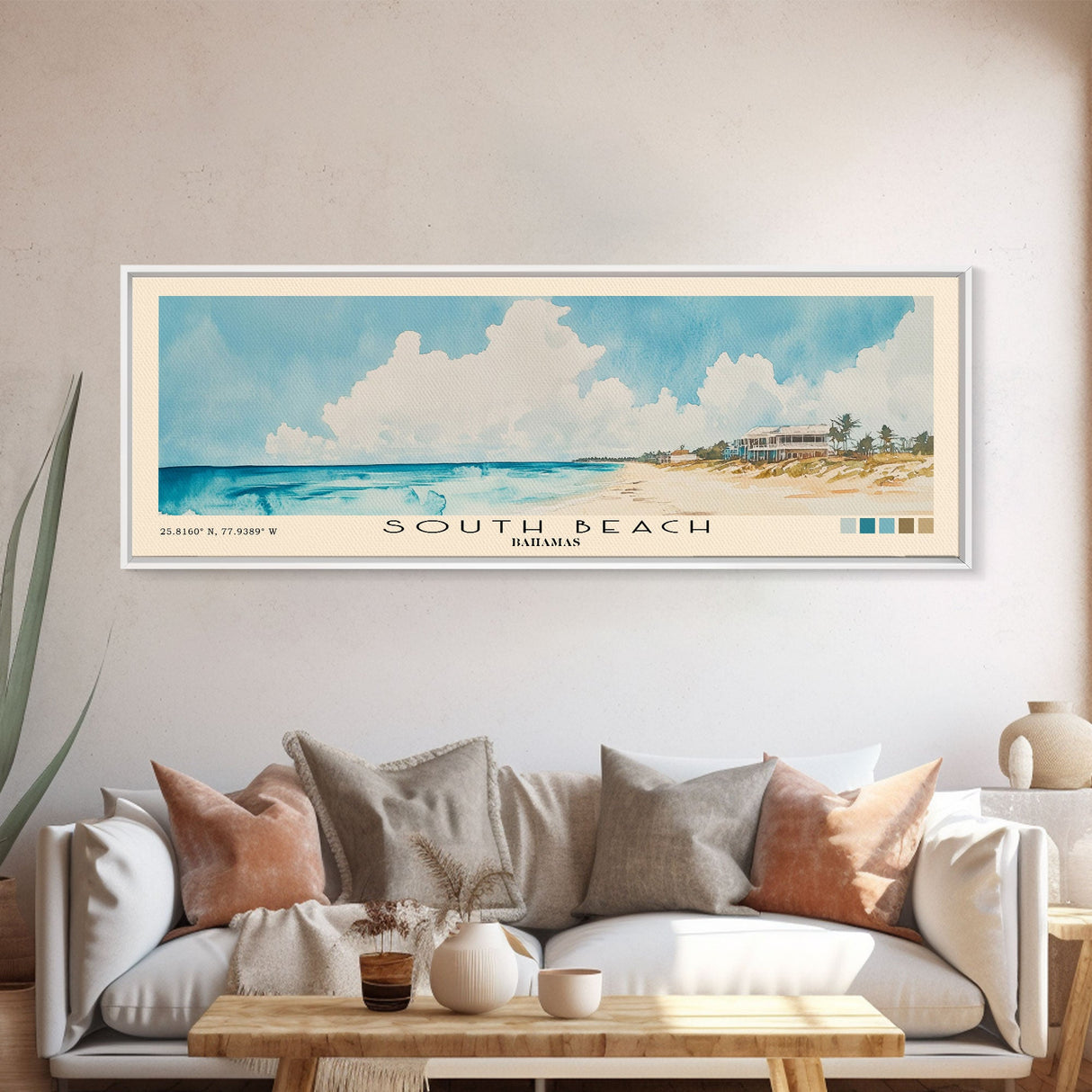 South Beach, Bahamas Watercolor Beach Print, Vacation Gift, Bahamas Wall Art, Beach Painting, Beach Decor, Beach Painting