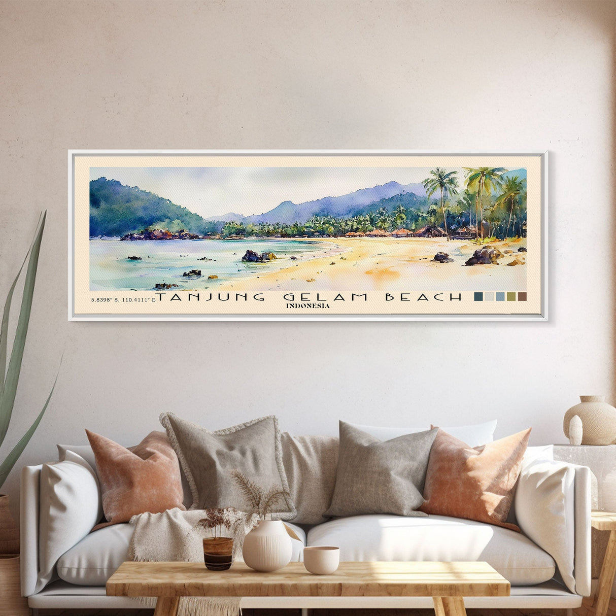 Tanjung Gelam Beach, Indonesia Watercolor Beach Print, Vacation Gift, Indonesia Wall Art, Beach Painting, Beach Decor, Beach Painting