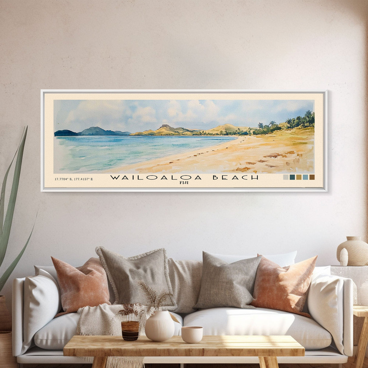 Wailoaloa Beach, Fiji Watercolor Beach Print, Vacation Gift, Fiji Wall Art, Beach Painting, Beach Decor, Beach Painting