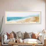 White Beach, Morocco Watercolor Beach Print, Vacation Gift, Morocco Wall Art, Framed Canvas Print, Framed Beach Painting