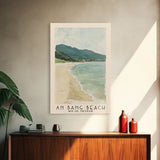 An Bang Beach, Hoi An, Vietnam Watercolor Beach Print, Vacation Gift, Hoi An, Vietnam Wall Art, Framed Canvas Print, Framed Beach Painting