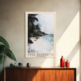 Anse Georgette, Seychelles Watercolor Beach Print, Vacation Gift, Seychelles Wall Art, Framed Canvas Print, Framed Beach Painting