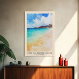 Anse de Grande Saline, St. Barths Watercolor Print, Vacation Gift, St. Barths Wall Art, Beach Painting, Beach Decor, Large Wall Art, Wood Frame Art