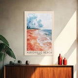 Auroville Beach, India Watercolor Beach Print, Vacation Gift, India Wall Art, Framed Canvas Print, Framed Beach Painting