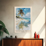 Burwood Beach, Jamaica Watercolor Beach Print, Vacation Gift, Jamaica Wall Art, Framed Canvas Print, Framed Beach Painting