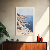 Cabrera, Spain Watercolor Beach Print, Vacation Gift, Spain Wall Art, Framed Canvas Print, Framed Beach Painting