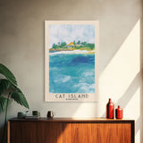 Cat Island, Bahamas Watercolor Beach Print, Vacation Gift, Bahamas Wall Art, Framed Canvas Print, Framed Beach Painting