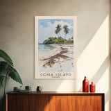 Coiba Island, Panamá Watercolor Beach Print, Vacation Gift, Panamá Wall Art, Framed Canvas Print, Framed Beach Painting