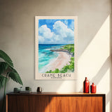 Crane Beach, Barbados Watercolor Beach Print, Vacation Gift, Barbados Wall Art, Framed Canvas Print, Framed Beach Painting