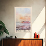 Embiez Island, France Watercolor Beach Print, Vacation Gift, France Wall Art, Framed Canvas Print, Framed Beach Painting