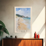 Freshwater Beach, Australia Watercolor Beach Print, Vacation Gift, Australia Wall Art, Framed Canvas Print, Framed Beach Painting