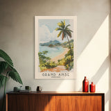 Grand Anse, Grenada Watercolor Beach Print, Vacation Gift, Grenada Wall Art, Framed Canvas Print, Framed Beach Painting