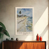 Hopkins Village Beach, Belize Watercolor Beach Print, Vacation Gift, Belize Wall Art, Framed Canvas Print, Framed Beach Painting