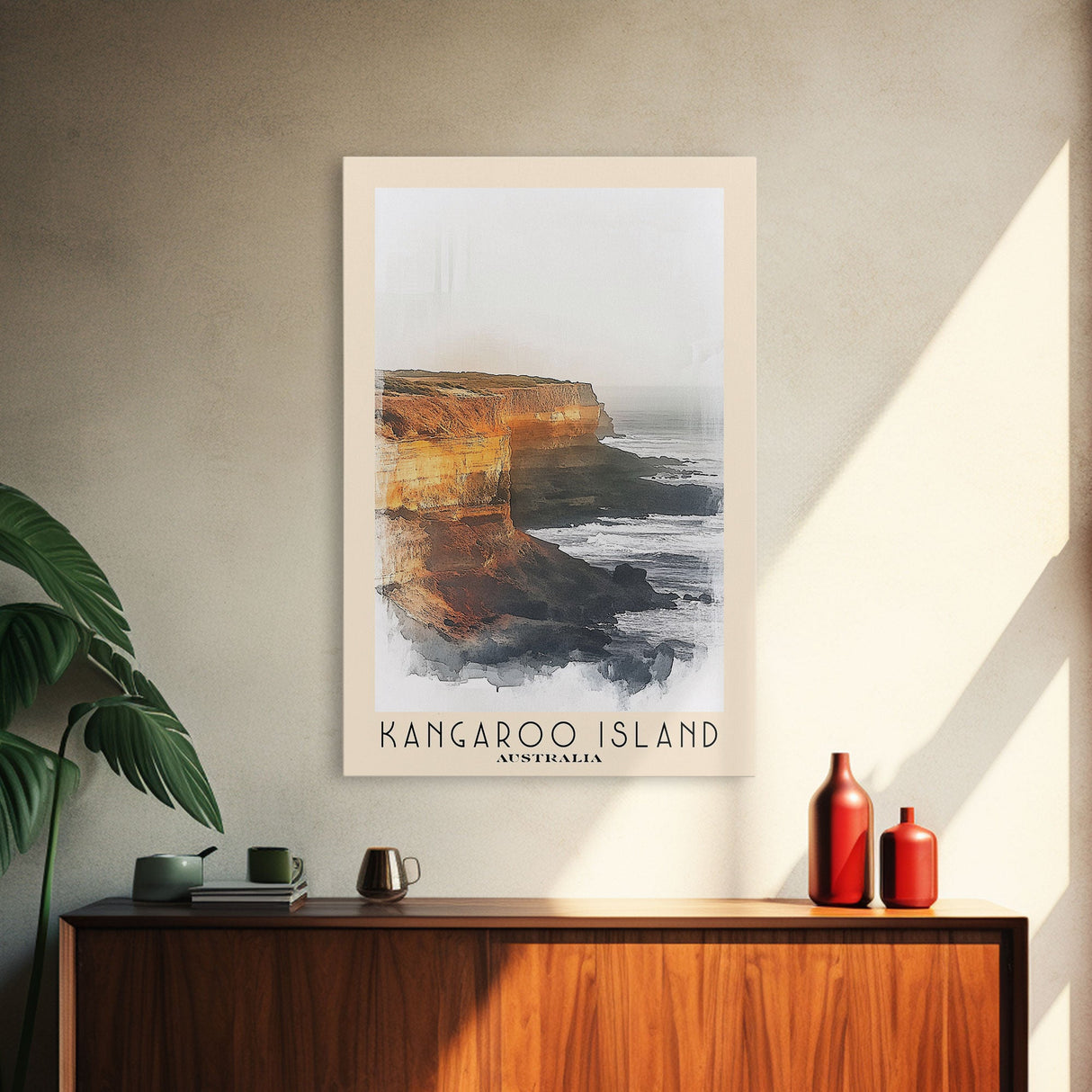 Kangaroo Island, Australia Watercolor Beach Print, Vacation Gift, Australia Wall Art, Framed Canvas Print, Framed Beach Painting