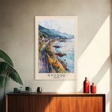 Kyushu, Japan Watercolor Beach Print, Vacation Gift, Japan Wall Art, Framed Canvas Print, Framed Beach Painting