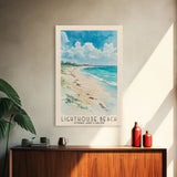 Lighthouse Beach, Turks and Caicos Watercolor Beach Print, Vacation Gift, Turks and Caicos Wall Art, Framed Canvas Print, Framed Beach Painting