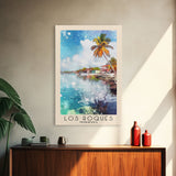 Los Roques, Venezuela Watercolor Beach Print, Vacation Gift, Venezuela Wall Art, Framed Canvas Print, Framed Beach Painting