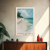 Mammee Bay Beach, Jamaica Watercolor Beach Print, Vacation Gift, Jamaica Wall Art, Framed Canvas Print, Framed Beach Painting